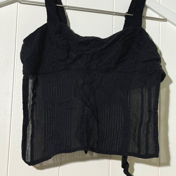Ecote Crop Tank Top Women's XS Adjustable Straps & Front Tie Semi-Sheer … - Picture 1 of 7